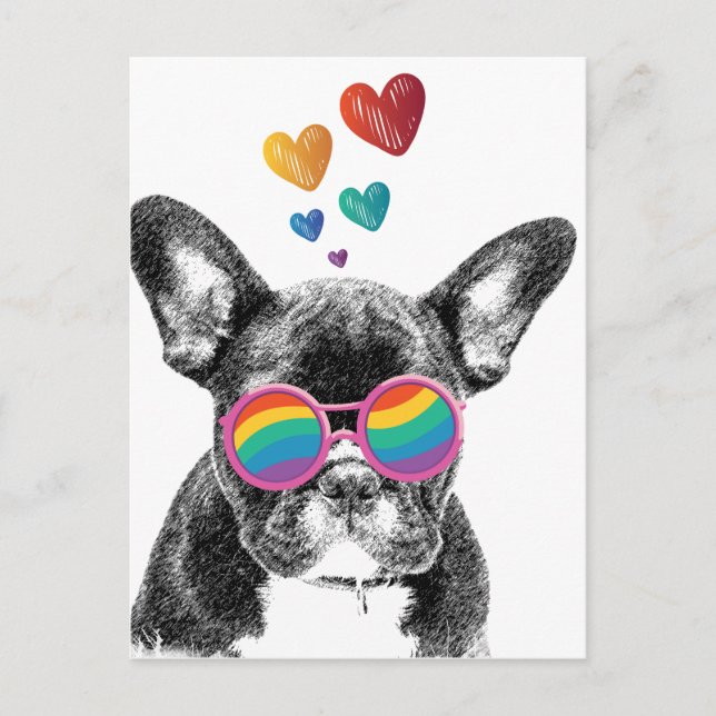 French Bulldog with Hearts Valentine's Day Postcard (Front)