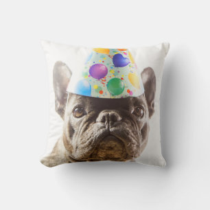 French Bulldog with Party Hat Cushion
