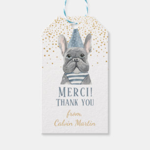 French Bulldog With Party Hat Gift Tags