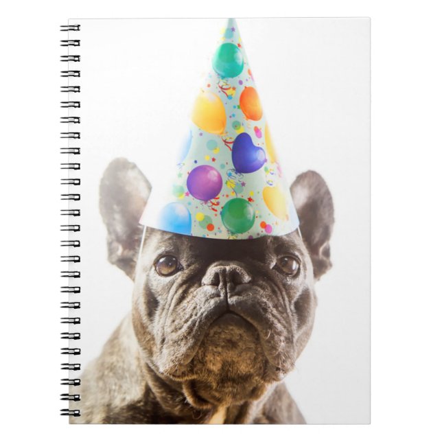 French Bulldog with Party Hat Notebook (Front)