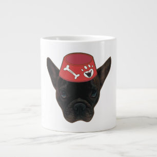 French Bulldog with Red Bowl Large Coffee Mug