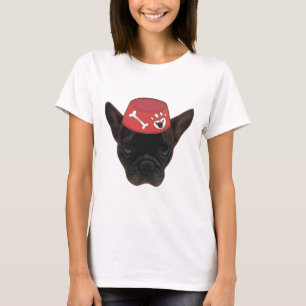 French Bulldog with Red Bowl T-Shirt