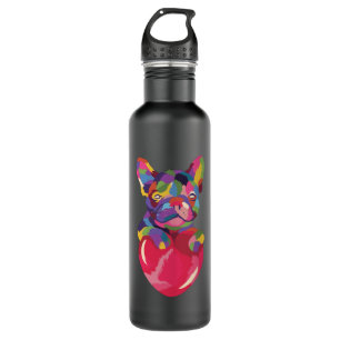 French Bulldog with red heart colourful 710 Ml Water Bottle