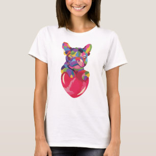 French Bulldog with red heart colourful T-Shirt