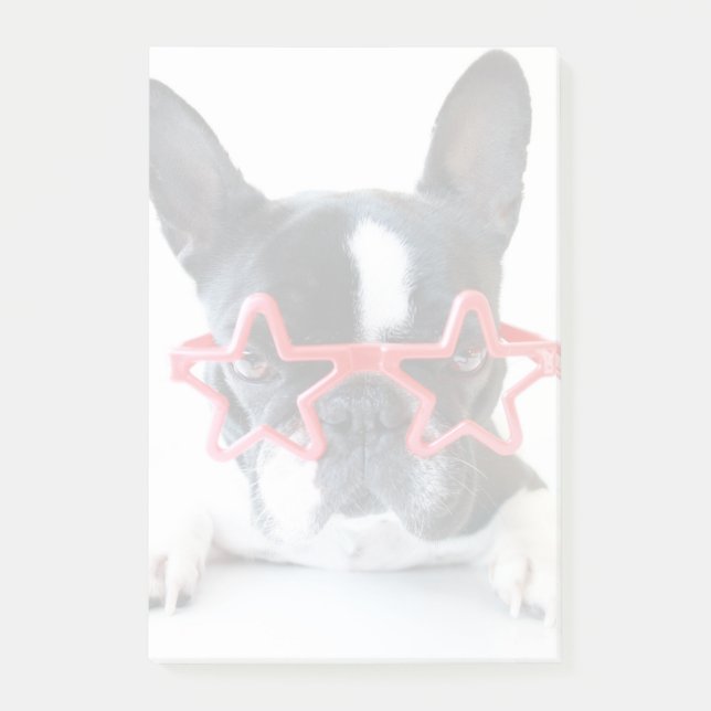 French Bulldog With Red Star Glasses Post-it Notes (Front)