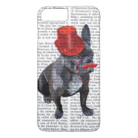 French Bulldog With Red Top Hat and Moustache