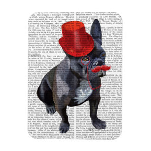 French Bulldog With Red Top Hat and Moustache Magnet