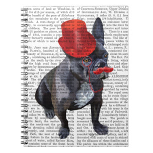 French Bulldog With Red Top Hat and Moustache Notebook