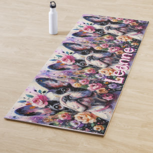 French Bulldog with Roses Floral Personalised Yoga Mat