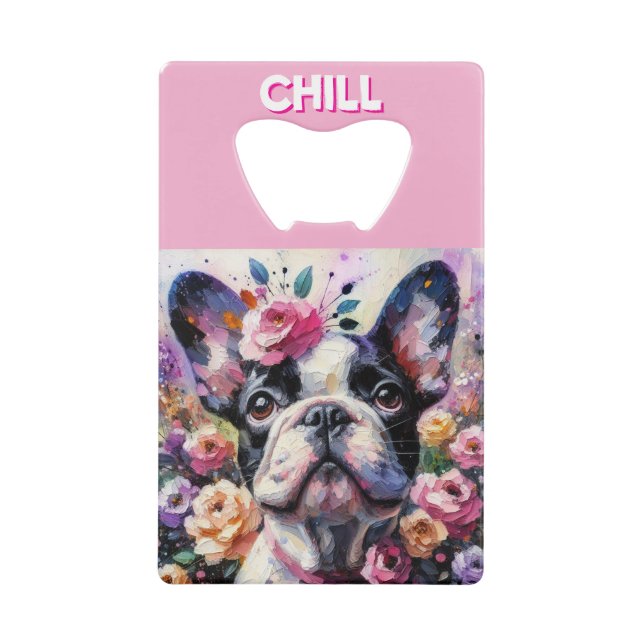 French Bulldog with Roses Impressionistic Painting (Front)