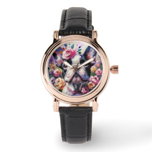 French Bulldog with Roses Impressionistic Painting Watch