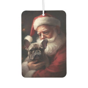 French Bulldog With Santa Claus Festive Christmas Car Air Freshener