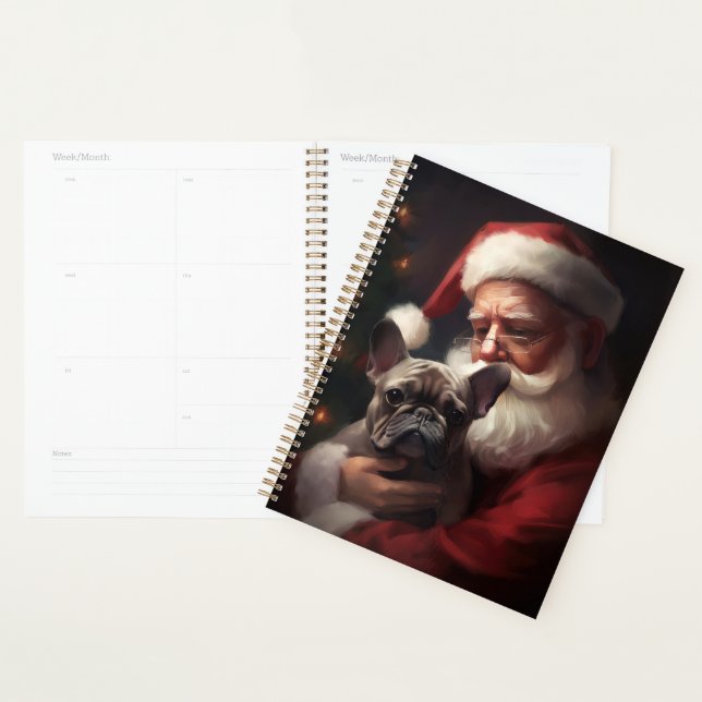 French Bulldog With Santa Claus Festive Christmas Planner (Display)