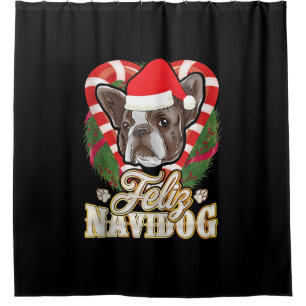 French Bulldog With Santa Claus Shower Curtain