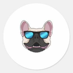French Bulldog with Sunglasses Classic Round Sticker