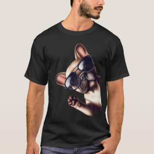 French Bulldog With Sunglasses Funny Say Hi T-Shirt