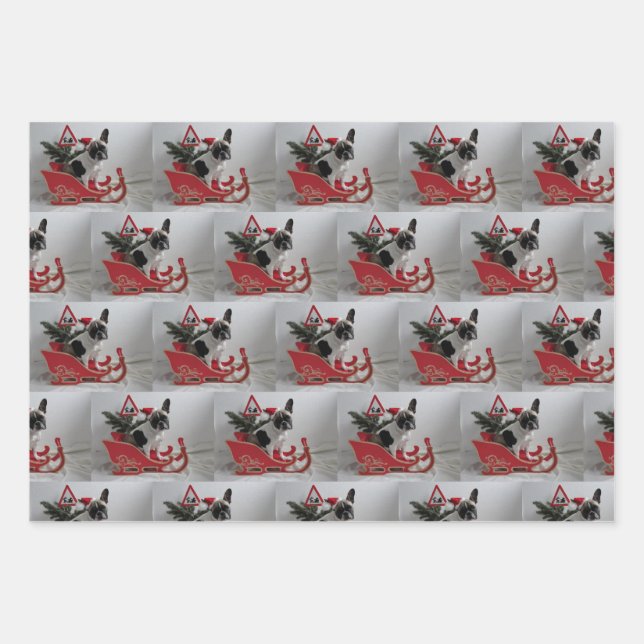 French Bulldog Xmas French Bulldog Wrapping Paper Sheet (Front)