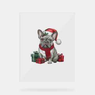 French Bulldog Xmas Lighting Santa French Bulldog  Acrylic Sign