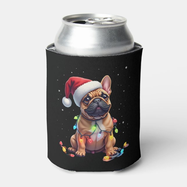 French Bulldog Xmas Lighting Santa French Bulldog  Can Cooler (Can Front)
