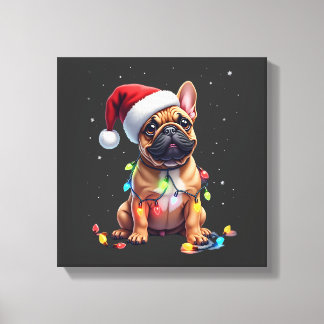 French Bulldog Xmas Lighting Santa French Bulldog  Canvas Print