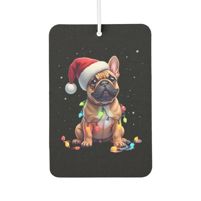 French Bulldog Xmas Lighting Santa French Bulldog  Car Air Freshener (Front)