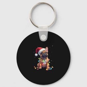 French Bulldog Xmas Lighting Santa French Bulldog  Key Ring