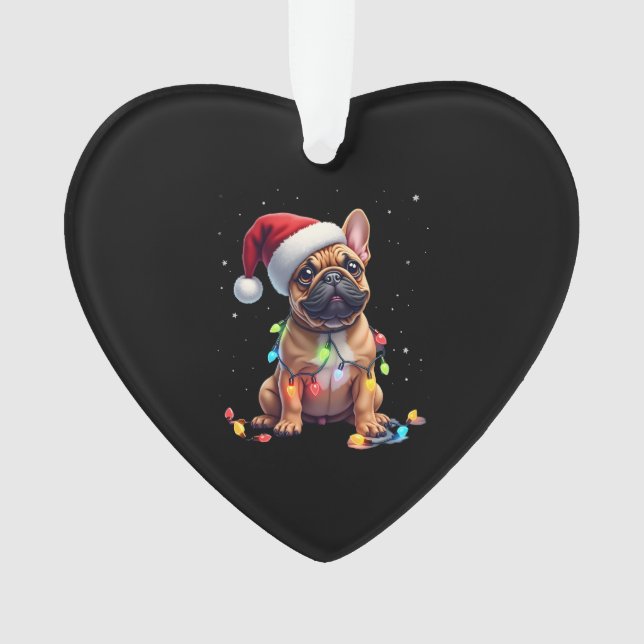 French Bulldog Xmas Lighting Santa French Bulldog  Ornament (Front)