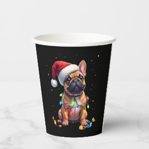 French Bulldog Xmas Lighting Santa French Bulldog Paper Cups