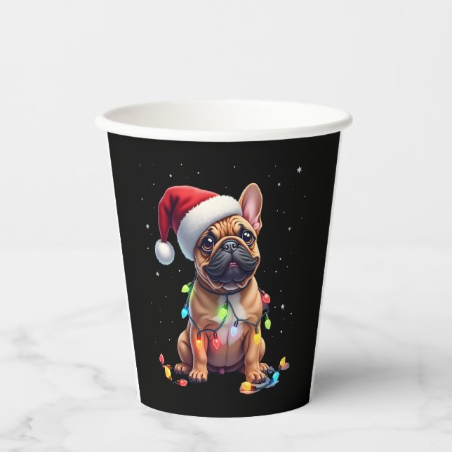 French Bulldog Xmas Lighting Santa French Bulldog  Paper Cups (Front)