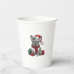 French Bulldog Xmas Lighting Santa French Bulldog Paper Cups