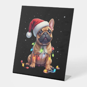 French Bulldog Xmas Lighting Santa French Bulldog Pedestal Sign