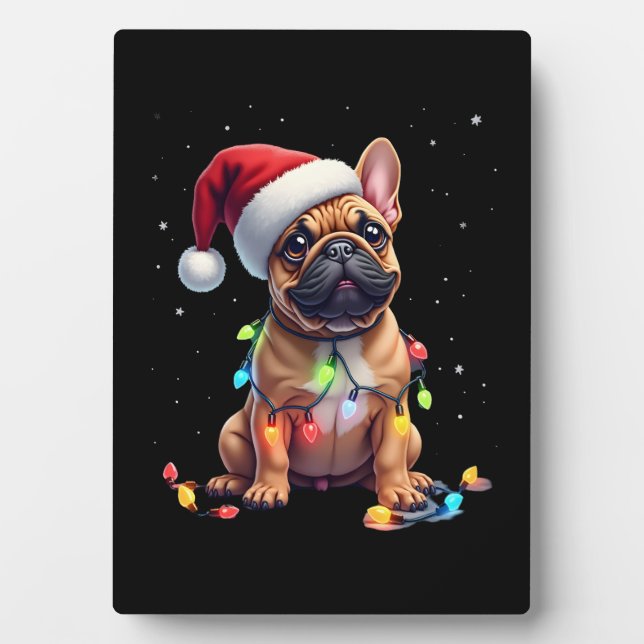 French Bulldog Xmas Lighting Santa French Bulldog  Plaque (Front)