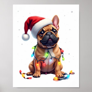 French Bulldog Xmas Lighting Santa French Bulldog Poster