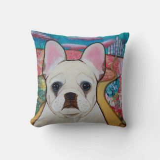 French Bulldog yellow brick road throw pillow