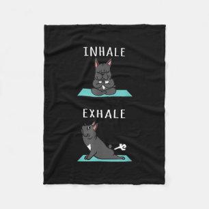 French Bulldog Yoga Inhale Exhale Funny Dog Gift . Fleece Blanket