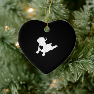 French Bulldog Yoga Love Heart Frenchie Workout Ceramic Tree Decoration