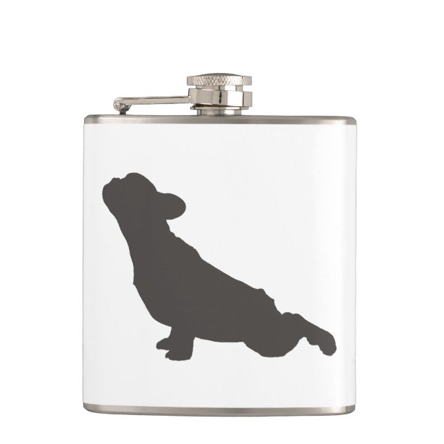 French Bulldog Yoga Pose Hip Flask (Front)