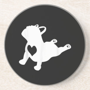 French Bulldog Yoga Pose Love Heart Gift Coaster