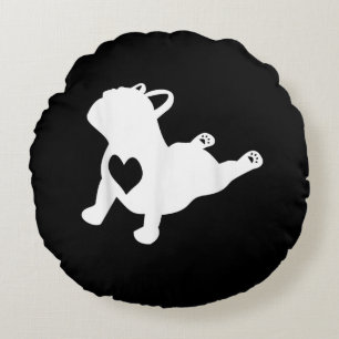 French Bulldog Yoga Pose Love Heart Gift Round Cushion