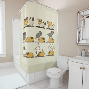 French Bulldog Yoga Poses   Dog Yoga Lovers Shower Curtain