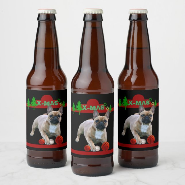 French Bulldogge Beer Label Christmas (Bottles)