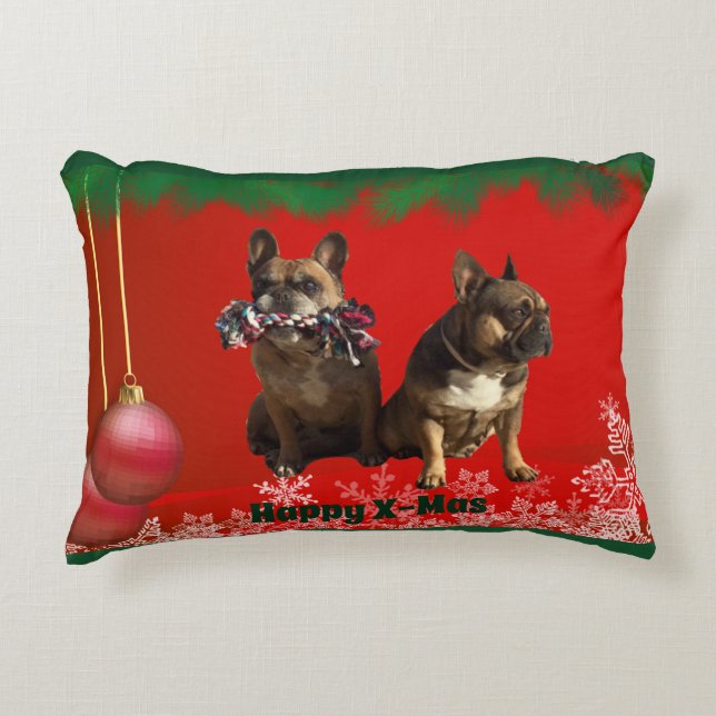 French bulldogge Christmas decorations Decorative Cushion (Front)