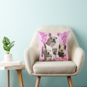 French bulldogge cushions with three bulldoggs
