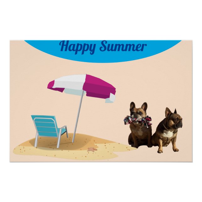 French Bulldogge happy Summer Poster (Front)