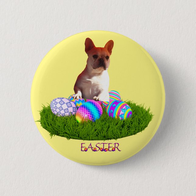 French Bulldogge Sticker Button Easter (Front)