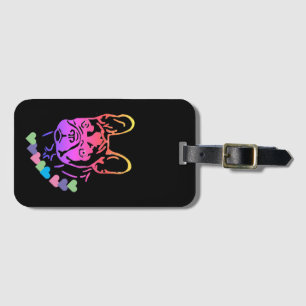 French bulldogge with collar collar luggage tag