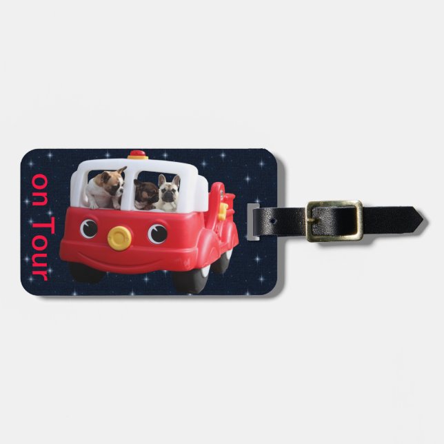 French Bulldoggen leather-bound boot Luggage Tag (Front Horizontal)