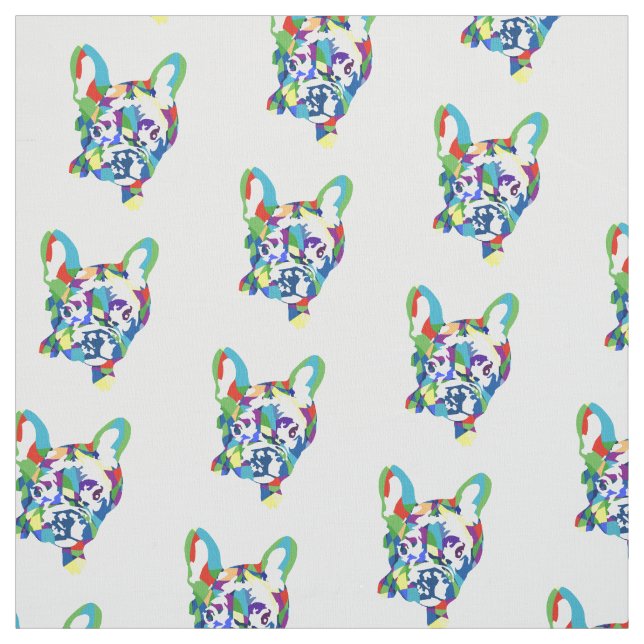 French Bulldogs blue green Fabric (Swatch)