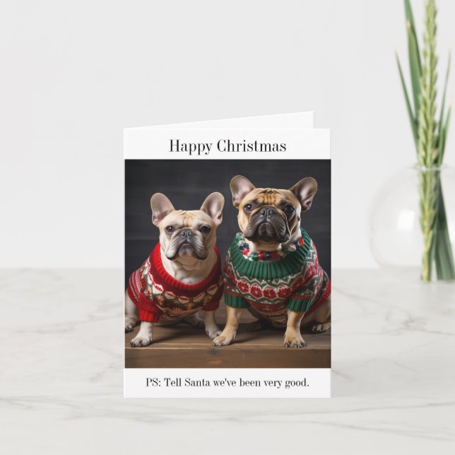 French Bulldogs Christmas Card (Front)