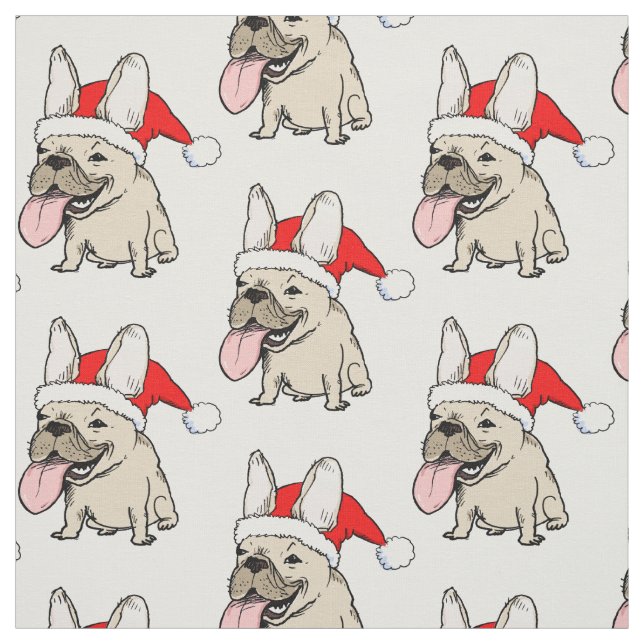 French Bulldogs Christmas Cute Dog Holiday Pattern Fabric (Swatch)
